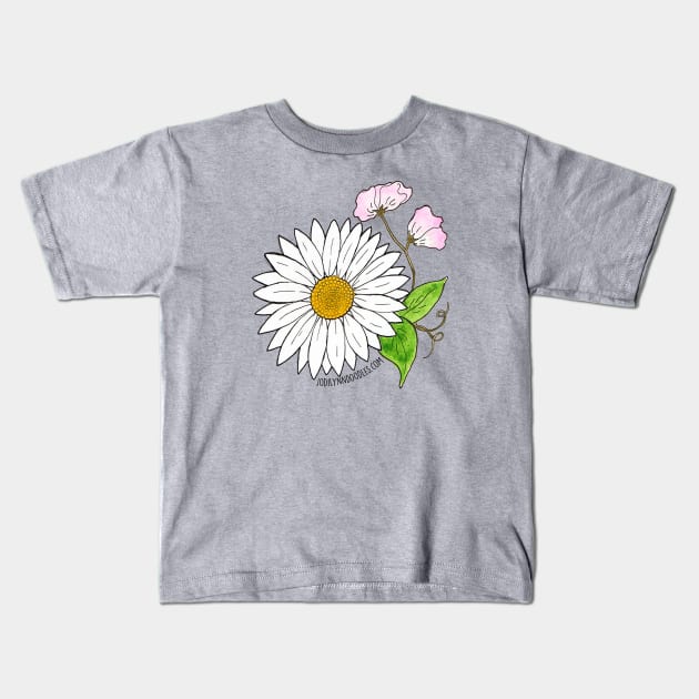 April Birth Flower - Daisy and sweet peas Kids T-Shirt by JodiLynnDoodles